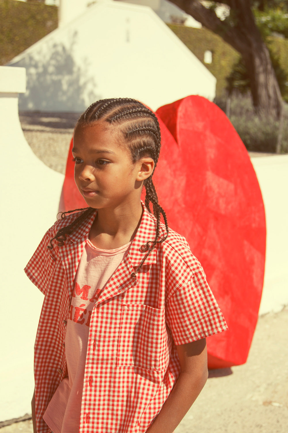 hawaiian shirt | red & ecru checkered