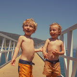 Boy Swim Shorts in Heart Print – Camel