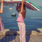 top | pink w/ "peace" print