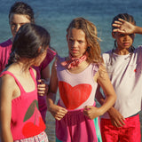 Girl pink knitted top with cherry print