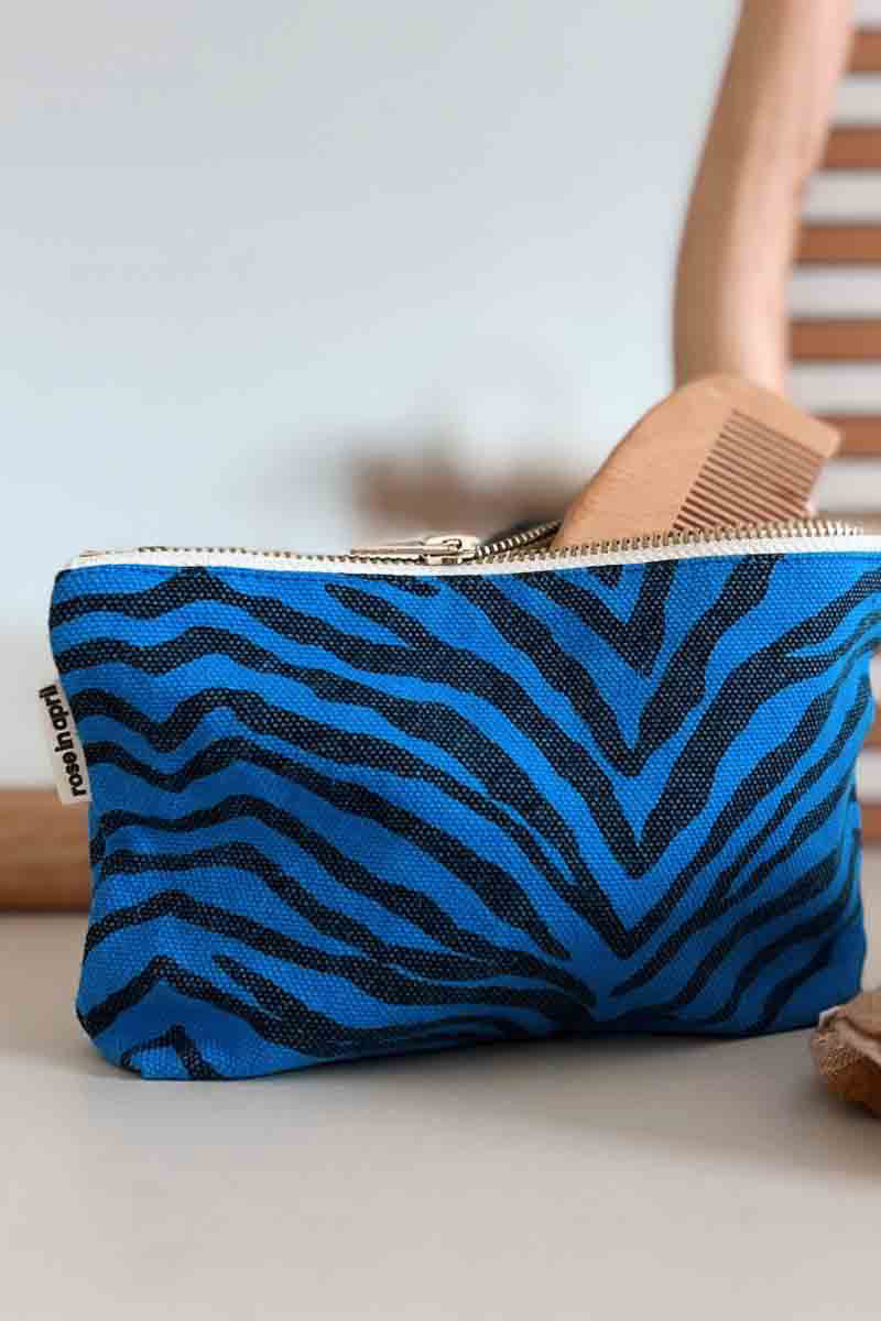 Handbag Medium | Zebra print, Blue