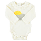Baby Long Sleeve Bodysuit with Collar Ecru with Sun & Cloud Print