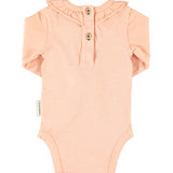 Baby Long Sleeve Bodysuit with Collar Light Pink with Red Apple Print