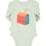 Baby Long Sleeve Bodysuit Mint Green with Multicolor Juice Box Print