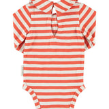 Baby Long Sleeve Body with Sailor Collar Red & Ecru Stripes