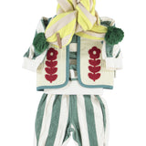 Baby Jogging Pants Ecru & Green Stripes