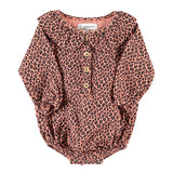 Baby Long Sleeve Romper Pink with Animal Print