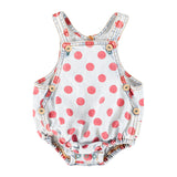 Baby Romper Light Blue Denim with Red Dots