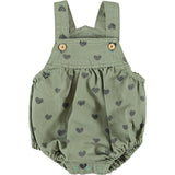 Baby Romper Green with Black Hearts