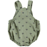 Baby Romper Green with Black Hearts