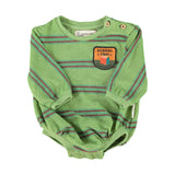 Baby Long Sleeve Romper Green with Double Stripes