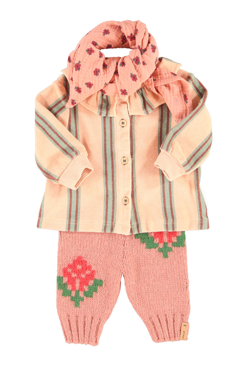 Baby Shirt Light Pink with Double Stripes