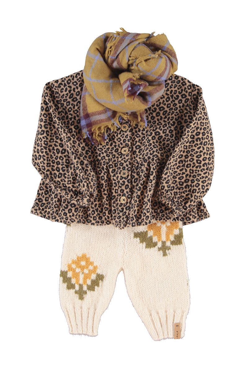 Baby Blouse Brown with Animal Print