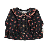 Baby Peter Pan Collar Blouse Black with Flowers