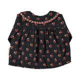 Baby Peter Pan Collar Blouse Black with Flowers