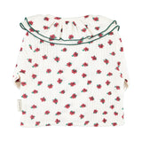 Baby Blouse with Double Collar Ecru with Little Flowers