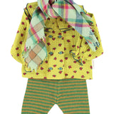 Baby Blouse with Double Collar Pistachio Green with Little Flowers