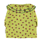 Baby Blouse with Double Collar Pistachio Green with Little Flowers