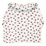Blouse with Double Collar Ecru with Little Flowers