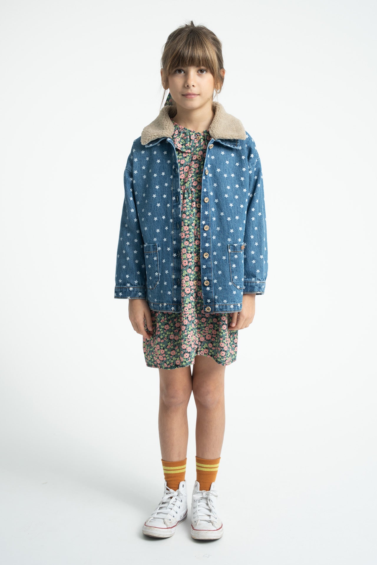 Short Dress Green with Multicolor Flowers