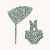 Gommu Green Flowers romper & Hat