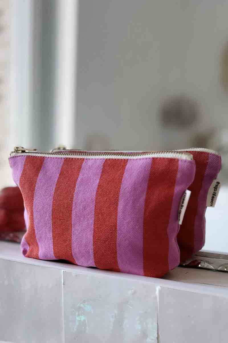 Handbag Medium | Pink & Tomato Stripes