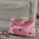 Handbag Small | Black Hearts, Pink