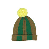 Knitted Hat with Pompon Green & Brown Stripes