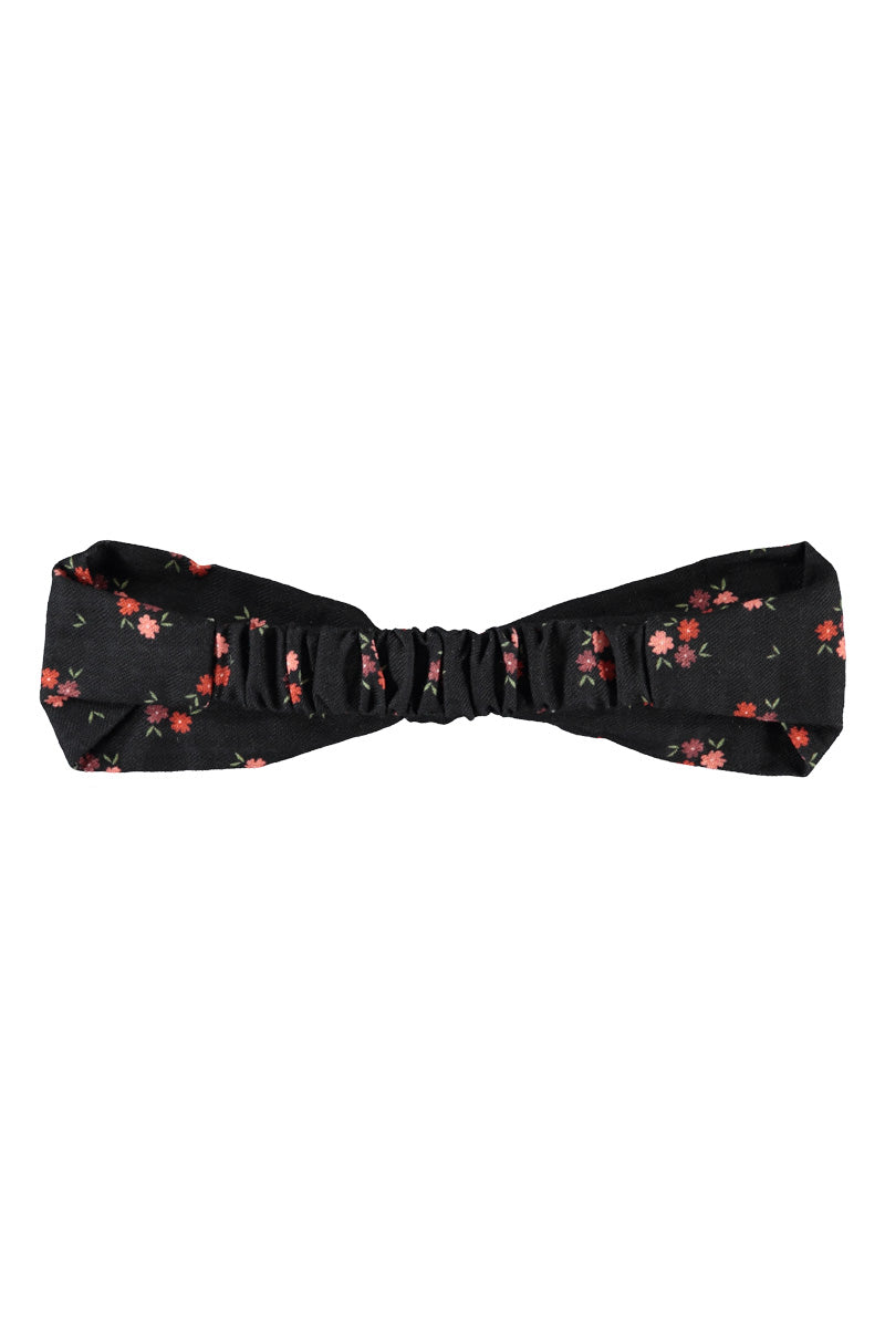 Headband with Bow Black with Multicolor Flowers