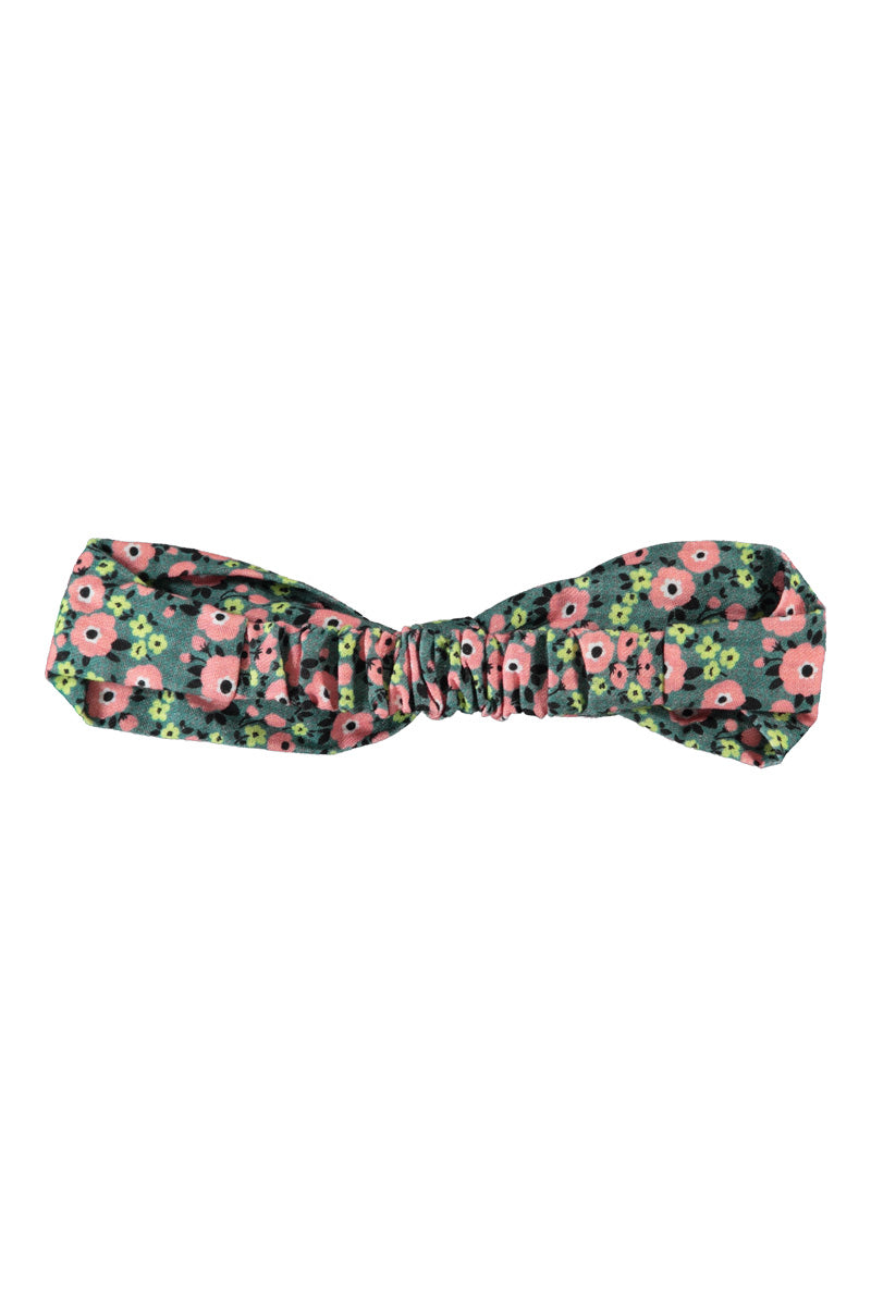 Headband with Bow Green with Multicolor Flowers