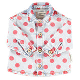 Baby Jacket Shirt Light Blue Denim with Red Dots