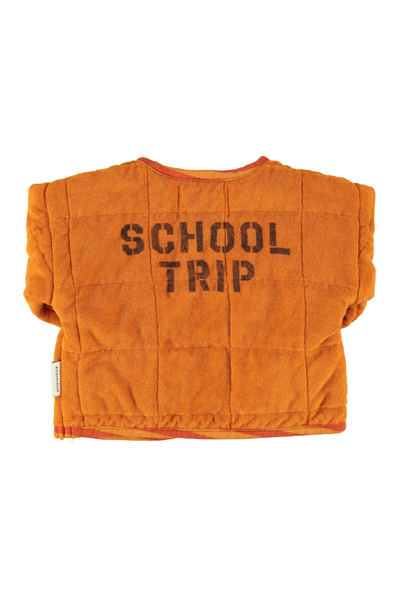 Baby Padded Jacket Camel with "school Trip" Print