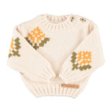 Baby Jacquard Sweater Ecru with Flowers