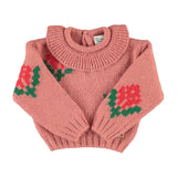 Baby Jacquard Sweater Old Pink with Flowers