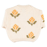 Jacquard Sweater Ecru with Flowers