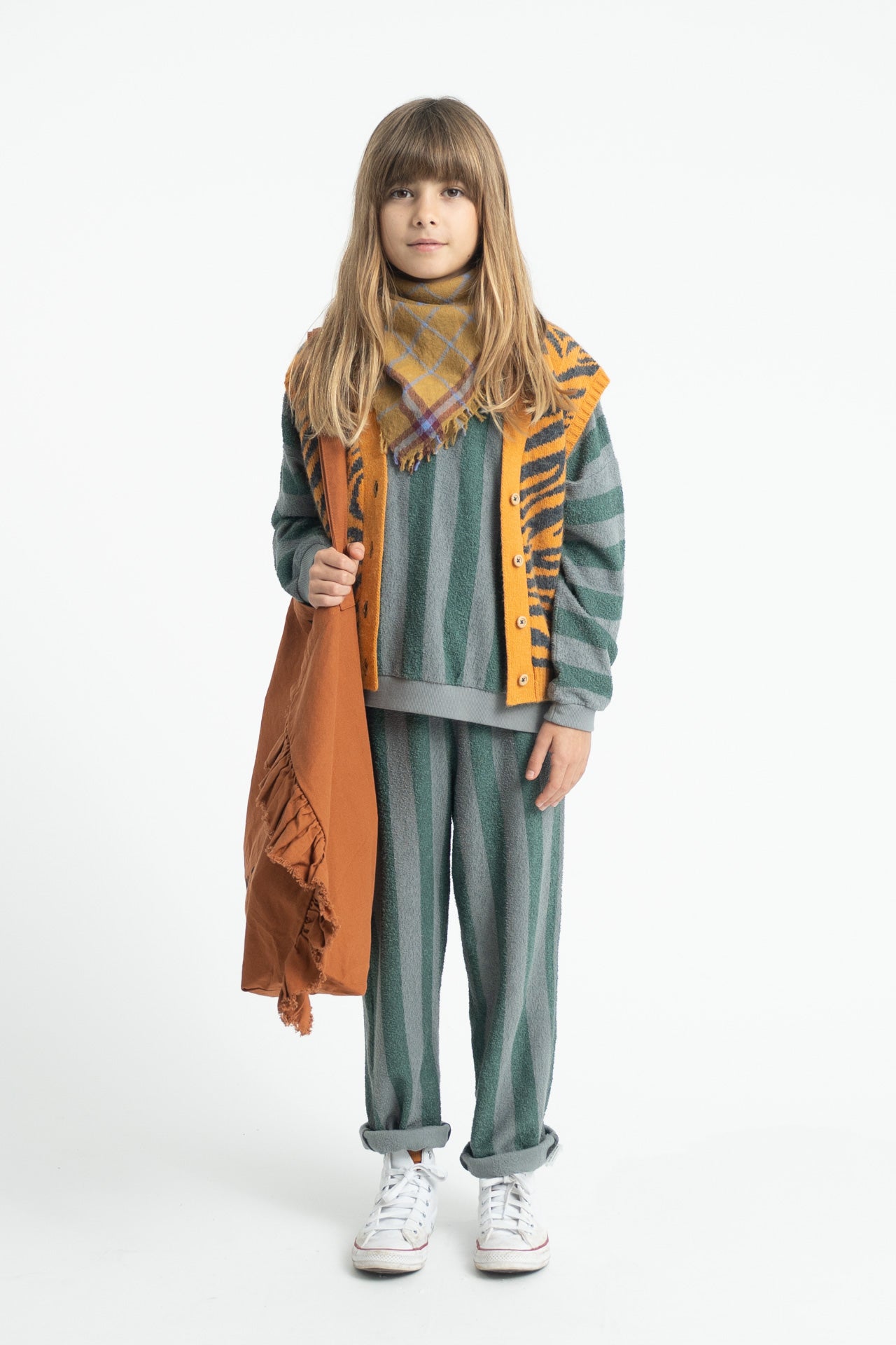 Jogging Pants Grey & Green Stripes