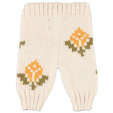 Baby Knitted Baby Leggings Ecru with Flowers