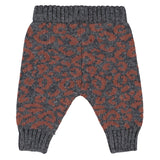 Baby Knitted Baby Leggings Dark Grey with Camel Animal Print