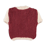 Baby Knitted Sweater Bordeaux & Ecru with "school Bus" Print