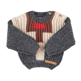 Baby Knitted Sweater Dark Grey with Multicolor Geometric