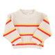 knitted sweater | ecru w/ yellow & red stripes