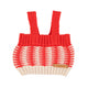 knitted top w/ straps | ecru & red stripes