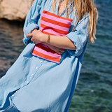 Handbag Big |  Pink & Tomato Stripes