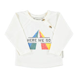 Baby Longsleeve T'shirt Ecru with "here We Go" Print