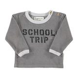 Baby Terry Cotton Longsleeve T'shirt Grey with "school Trip" Print