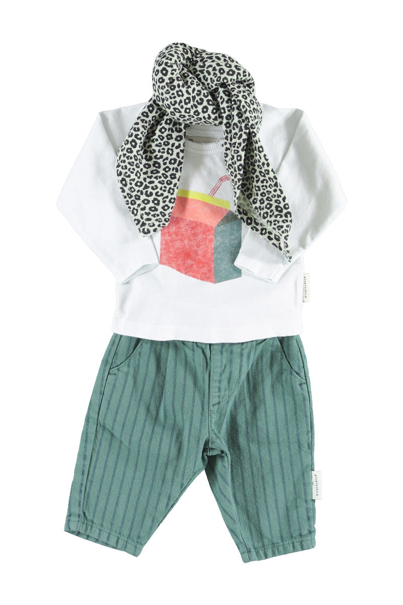 Baby Longsleeve T'shirt Light Grey with Multicolor Juice Box Print