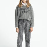 Terry Cotton Longsleeve Tshirt Grey with "school Trip" Print