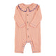 newborn babygrow w/ collar | coral w/ blue little hearts