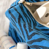 Toilet Bag | Zebra Print & Blue
