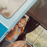 Knitted Hat with Pompon Orange with Zebra Print